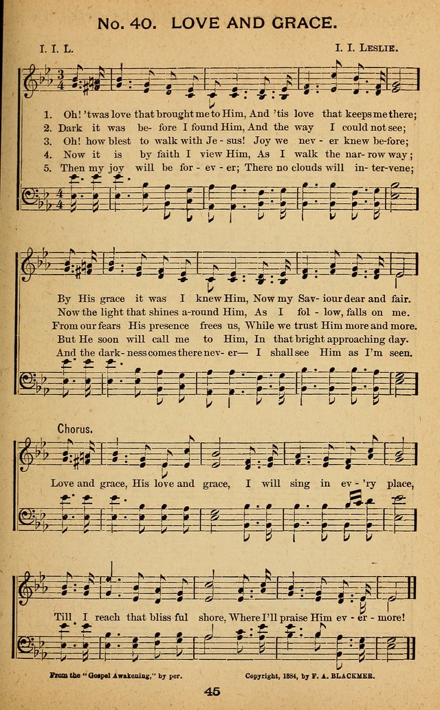 Windows of Heaven: hymns new and old for the church, Sunday school and home used by Rev. H.M. Wharton in evangelistic work page 45