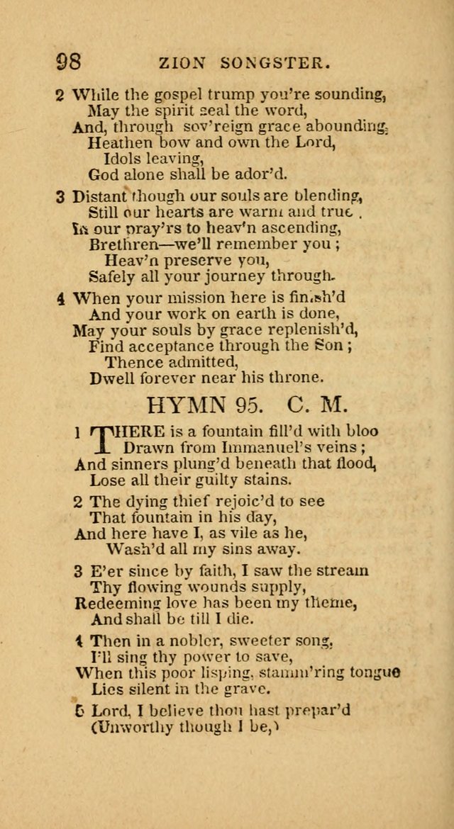 The Zion Songster: a Collection of Hymns and Spiritual Songs, generally sung at camp and prayer meetings, and in revivals of religion  (Rev. & corr.) page 101