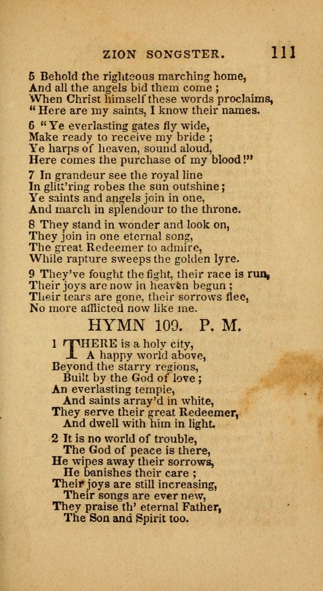The Zion Songster: a Collection of Hymns and Spiritual Songs, generally sung at camp and prayer meetings, and in revivals of religion  (Rev. & corr.) page 114