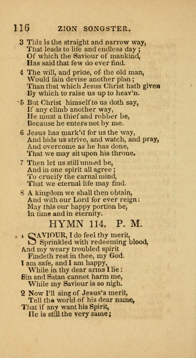 The Zion Songster: a Collection of Hymns and Spiritual Songs, generally sung at camp and prayer meetings, and in revivals of religion  (Rev. & corr.) page 119