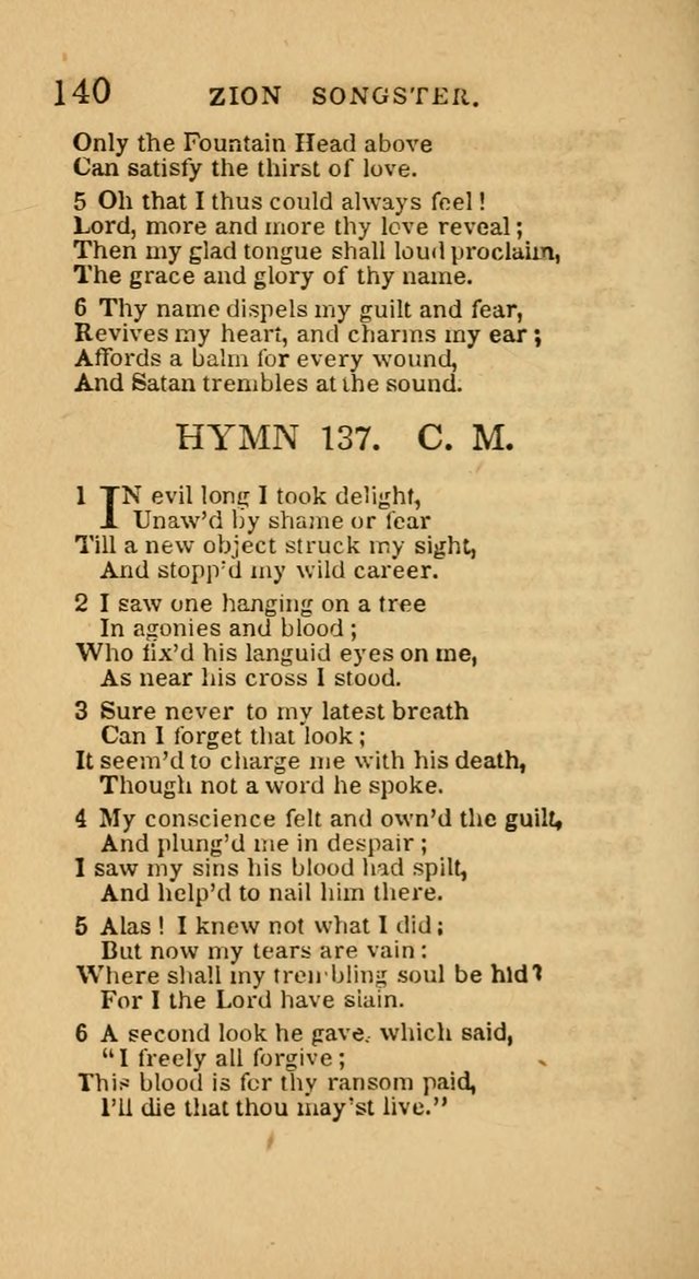 The Zion Songster: a Collection of Hymns and Spiritual Songs, generally sung at camp and prayer meetings, and in revivals of religion  (Rev. & corr.) page 143