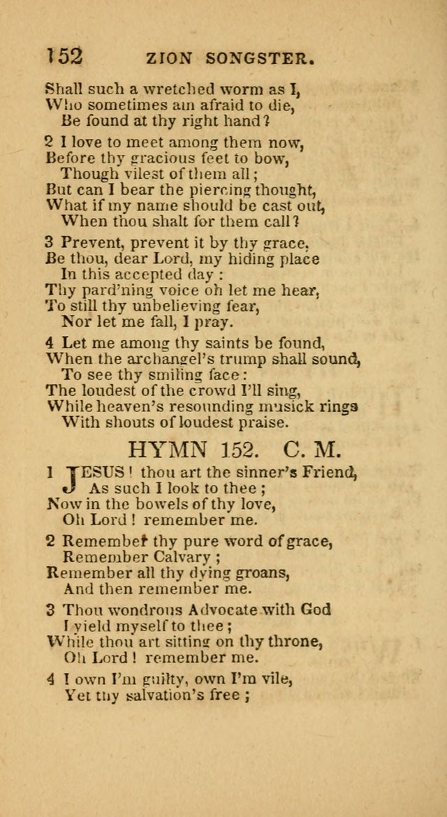 The Zion Songster: a Collection of Hymns and Spiritual Songs, generally sung at camp and prayer meetings, and in revivals of religion  (Rev. & corr.) page 155