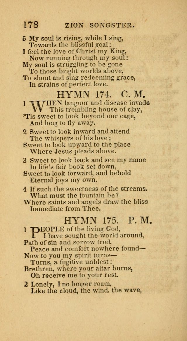 The Zion Songster: a Collection of Hymns and Spiritual Songs, generally sung at camp and prayer meetings, and in revivals of religion  (Rev. & corr.) page 181