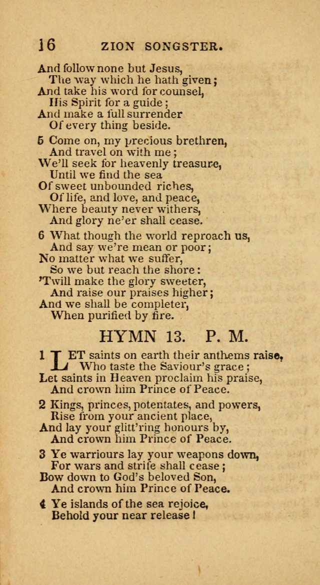The Zion Songster: a Collection of Hymns and Spiritual Songs, generally sung at camp and prayer meetings, and in revivals of religion  (Rev. & corr.) page 19