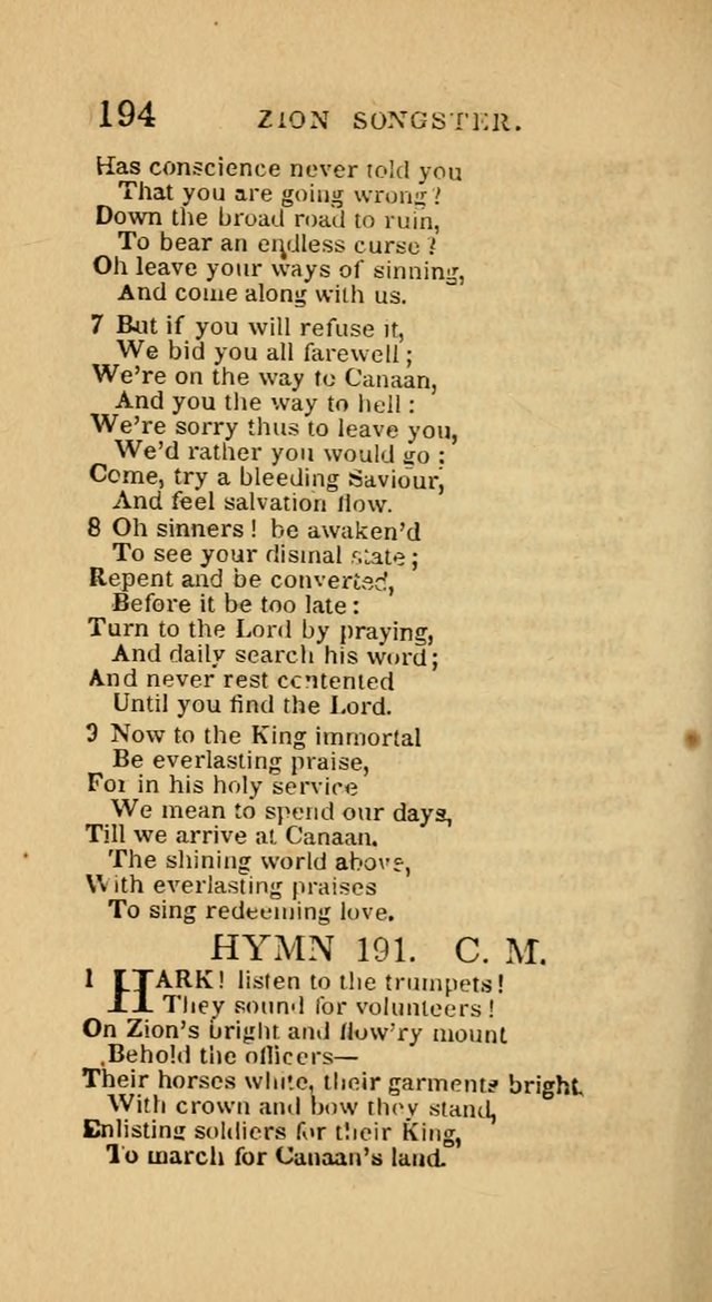 The Zion Songster: a Collection of Hymns and Spiritual Songs, generally sung at camp and prayer meetings, and in revivals of religion  (Rev. & corr.) page 197