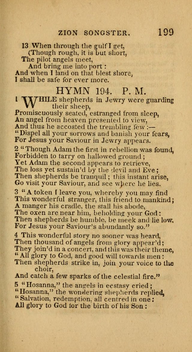 The Zion Songster: a Collection of Hymns and Spiritual Songs, generally sung at camp and prayer meetings, and in revivals of religion  (Rev. & corr.) page 202