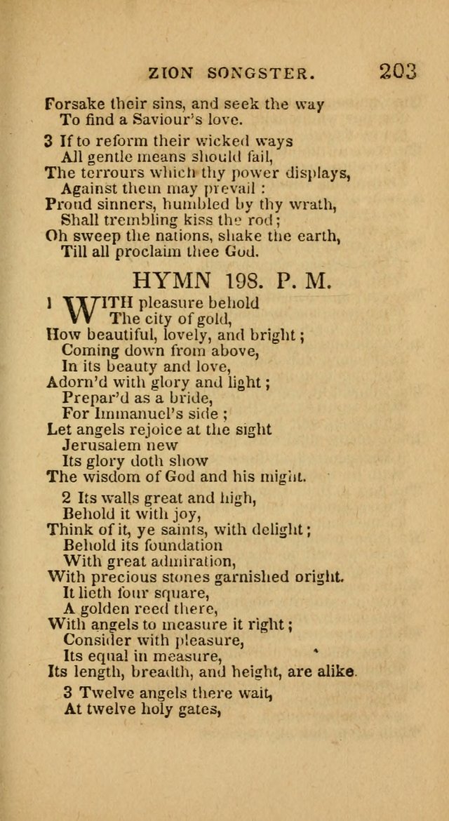 The Zion Songster: a Collection of Hymns and Spiritual Songs, generally sung at camp and prayer meetings, and in revivals of religion  (Rev. & corr.) page 206