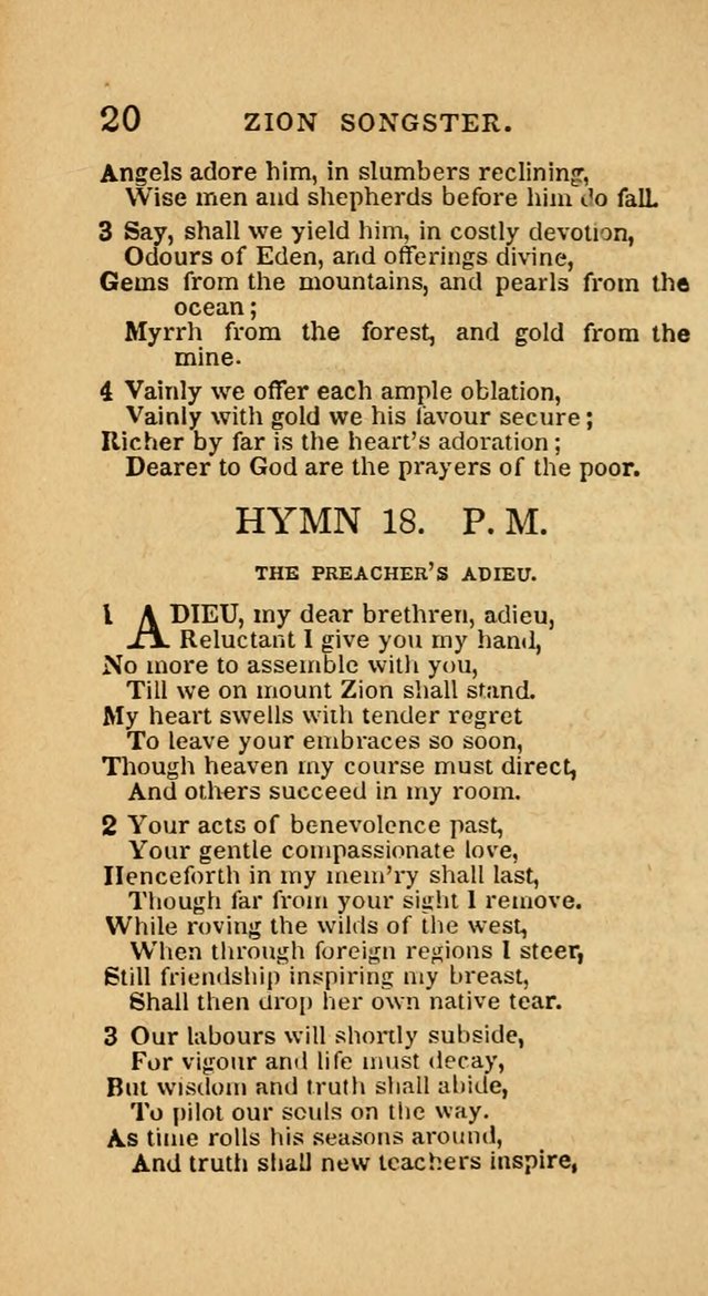 The Zion Songster: a Collection of Hymns and Spiritual Songs, generally sung at camp and prayer meetings, and in revivals of religion  (Rev. & corr.) page 23