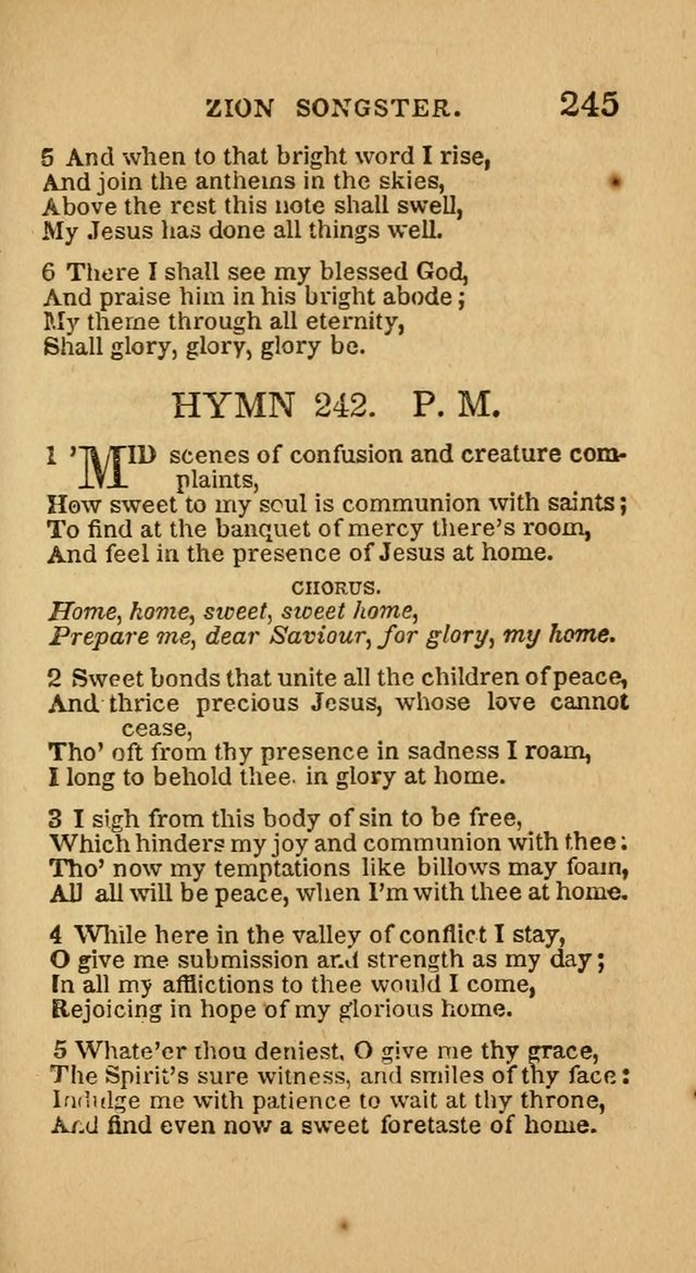 The Zion Songster: a Collection of Hymns and Spiritual Songs, generally sung at camp and prayer meetings, and in revivals of religion  (Rev. & corr.) page 248