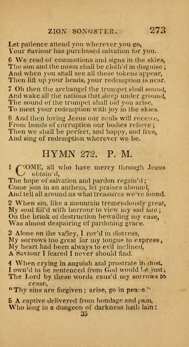 The Zion Songster: a Collection of Hymns and Spiritual Songs, generally sung at camp and prayer meetings, and in revivals of religion  (Rev. & corr.) page 276