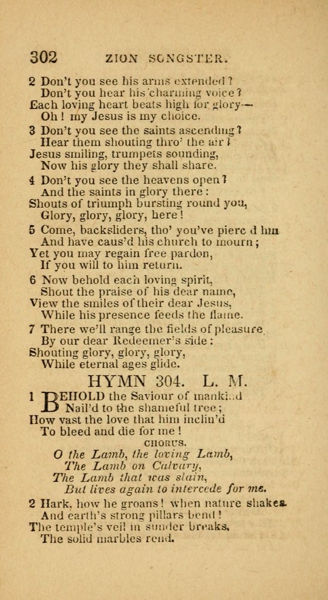 The Zion Songster: a Collection of Hymns and Spiritual Songs, generally sung at camp and prayer meetings, and in revivals of religion  (Rev. & corr.) page 305