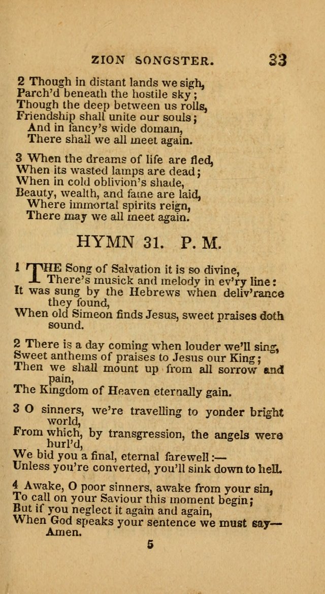 The Zion Songster: a Collection of Hymns and Spiritual Songs, generally sung at camp and prayer meetings, and in revivals of religion  (Rev. & corr.) page 36