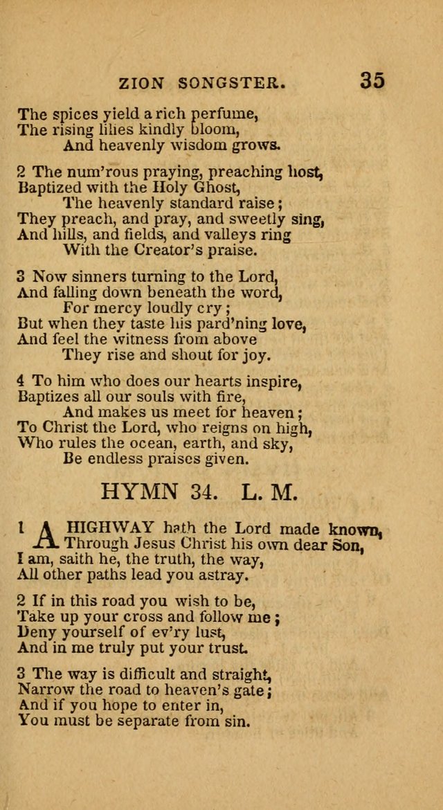 The Zion Songster: a Collection of Hymns and Spiritual Songs, generally sung at camp and prayer meetings, and in revivals of religion  (Rev. & corr.) page 38