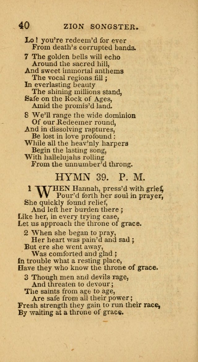 The Zion Songster: a Collection of Hymns and Spiritual Songs, generally sung at camp and prayer meetings, and in revivals of religion  (Rev. & corr.) page 43