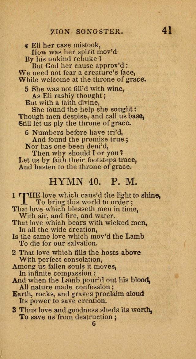 The Zion Songster: a Collection of Hymns and Spiritual Songs, generally sung at camp and prayer meetings, and in revivals of religion  (Rev. & corr.) page 44