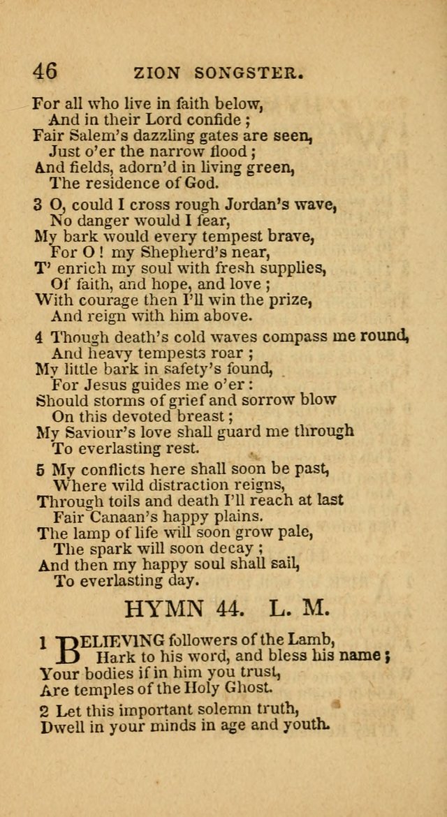 The Zion Songster: a Collection of Hymns and Spiritual Songs, generally sung at camp and prayer meetings, and in revivals of religion  (Rev. & corr.) page 49
