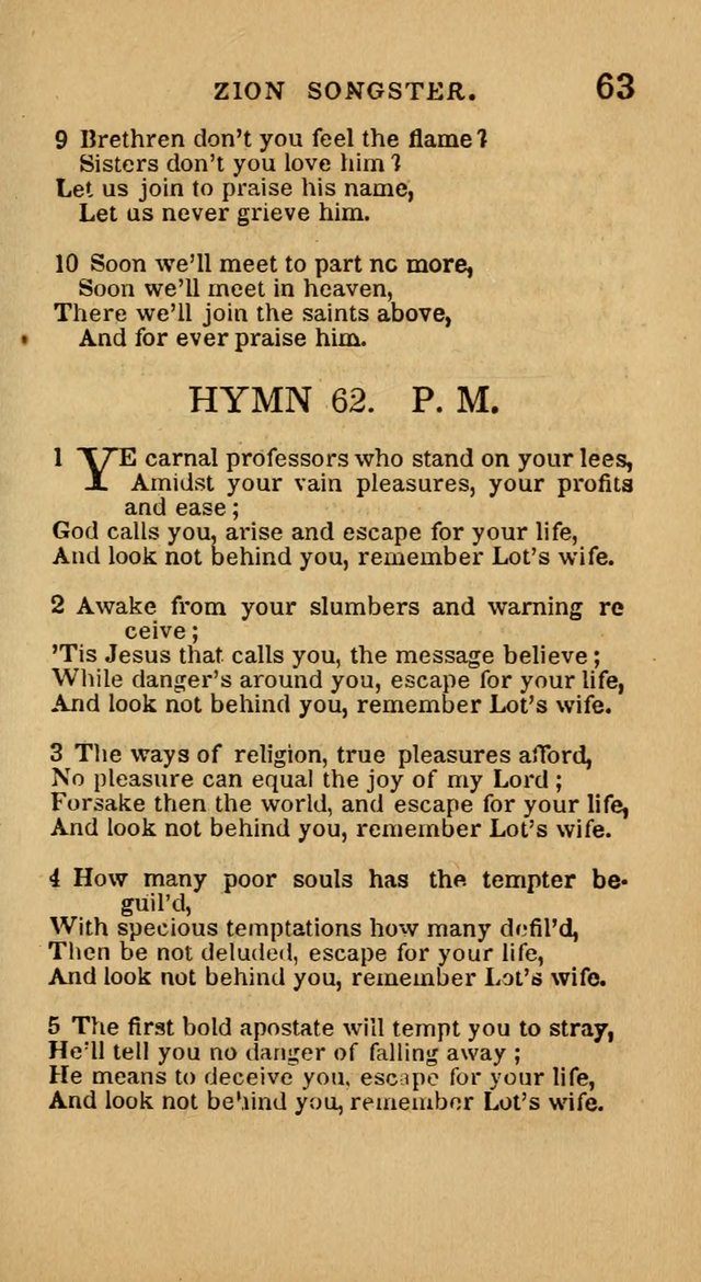 The Zion Songster: a Collection of Hymns and Spiritual Songs, generally sung at camp and prayer meetings, and in revivals of religion  (Rev. & corr.) page 66