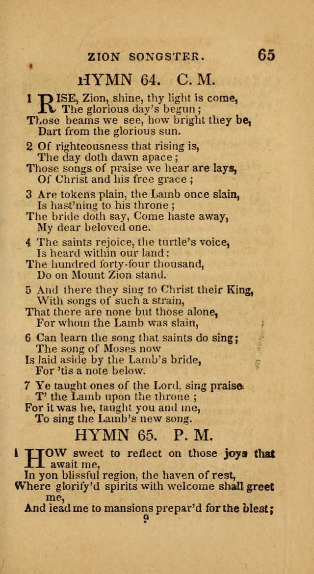 The Zion Songster: a Collection of Hymns and Spiritual Songs, generally sung at camp and prayer meetings, and in revivals of religion  (Rev. & corr.) page 68