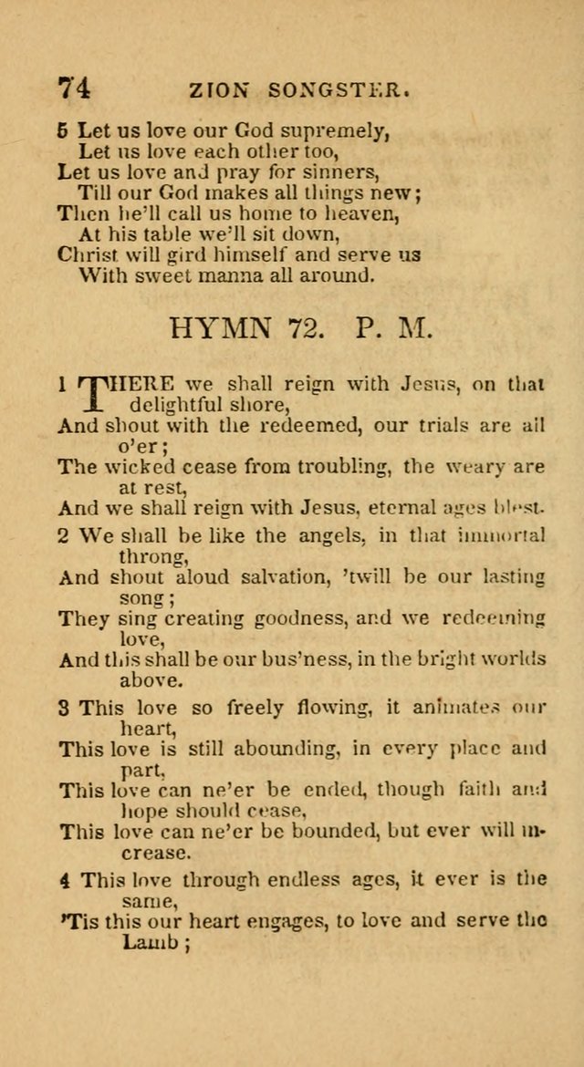 The Zion Songster: a Collection of Hymns and Spiritual Songs, generally sung at camp and prayer meetings, and in revivals of religion  (Rev. & corr.) page 77