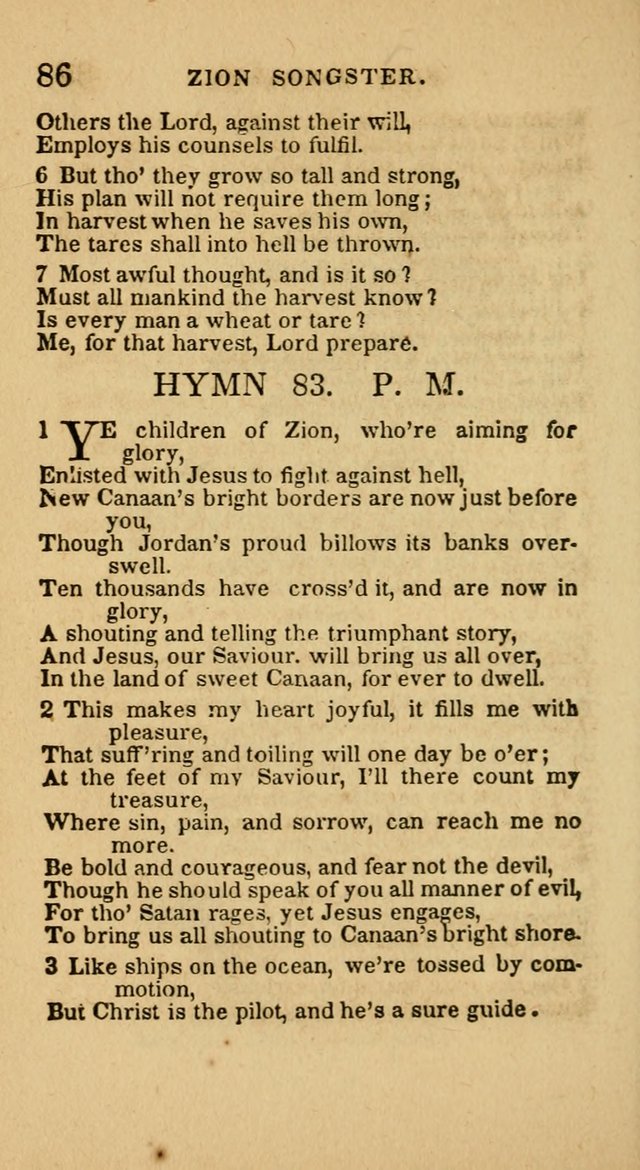The Zion Songster: a Collection of Hymns and Spiritual Songs, generally sung at camp and prayer meetings, and in revivals of religion  (Rev. & corr.) page 89
