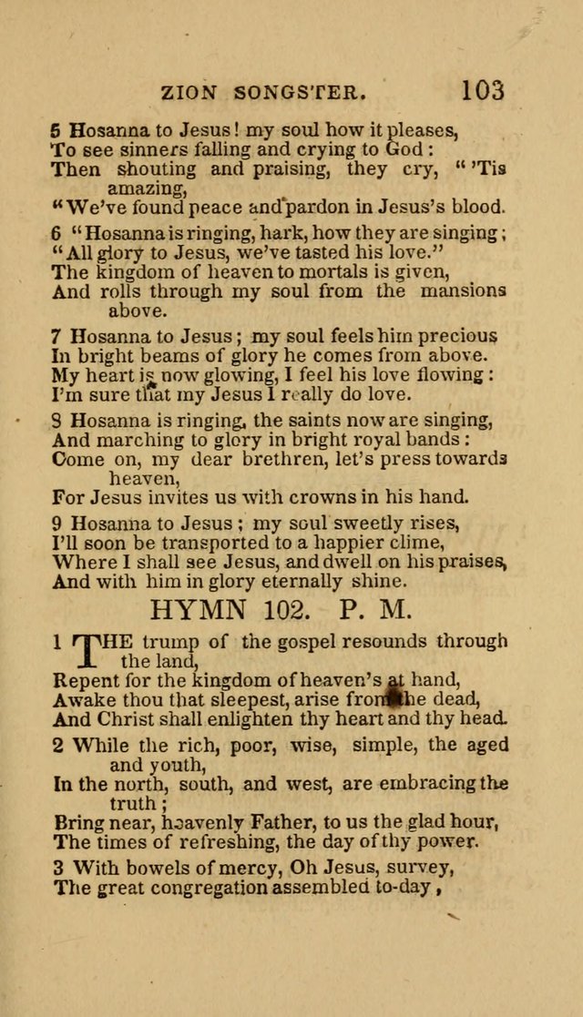 The Zion Songster: a Collection of Hymns and Spiritual Songs, Generally Sung at Camp and Prayer Meetings, and in Revivals or Religion  (95th ed.) page 110