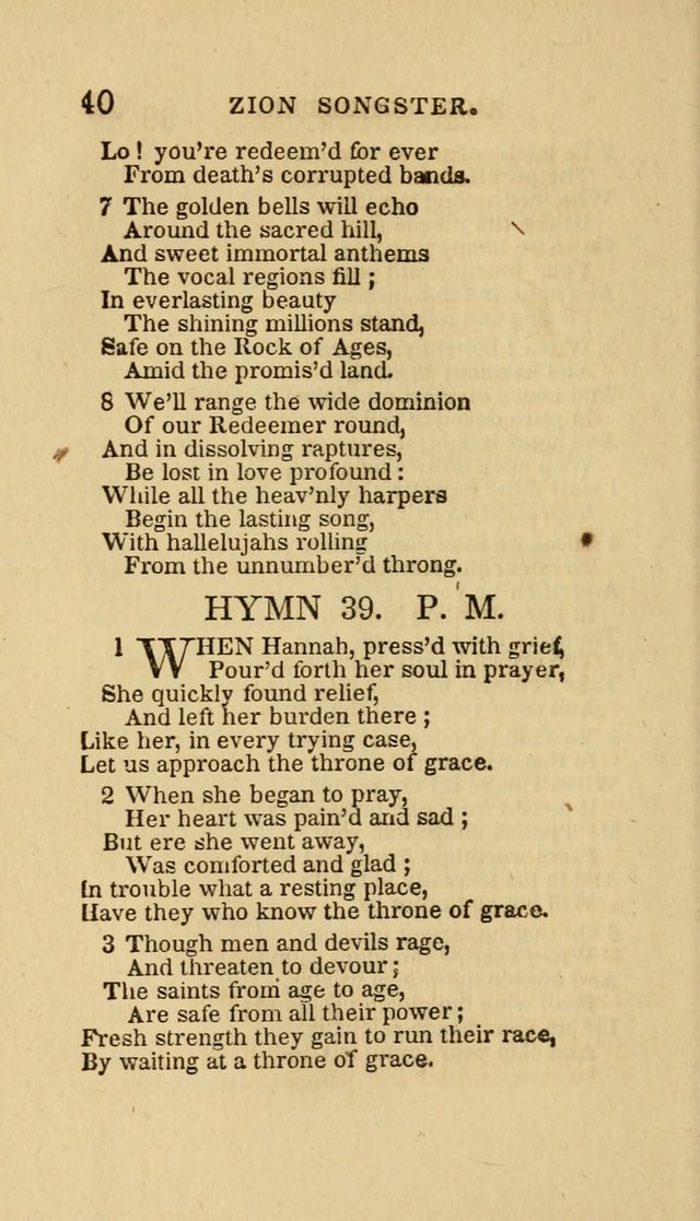 The Zion Songster: a Collection of Hymns and Spiritual Songs, Generally Sung at Camp and Prayer Meetings, and in Revivals or Religion  (95th ed.) page 47