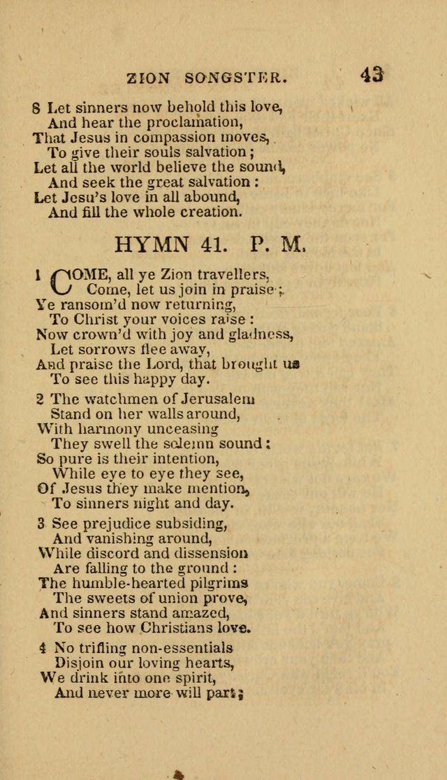 The Zion Songster: a Collection of Hymns and Spiritual Songs, Generally Sung at Camp and Prayer Meetings, and in Revivals or Religion  (95th ed.) page 50